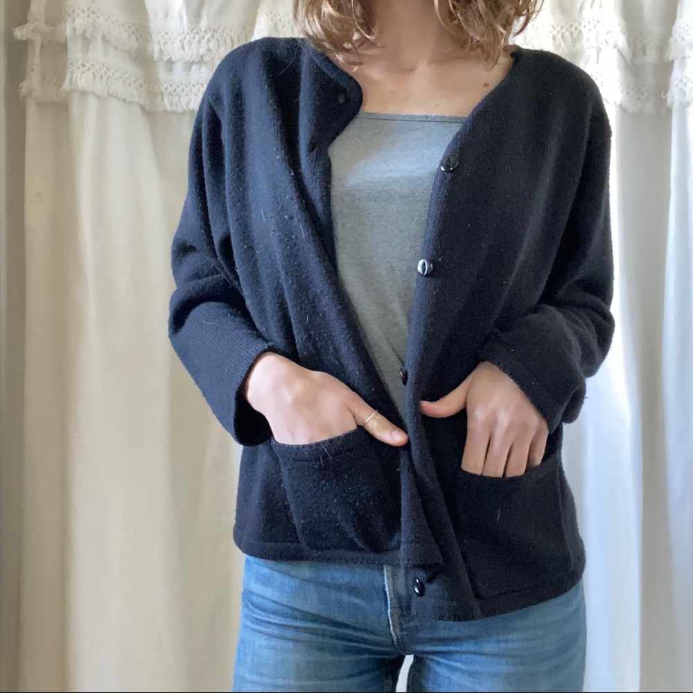 Black Boxy Cardigan